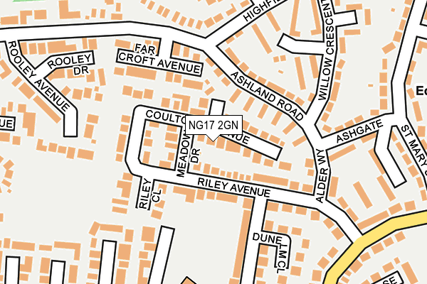 NG17 2GN map - OS OpenMap – Local (Ordnance Survey)