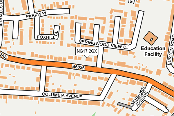 NG17 2GX map - OS OpenMap – Local (Ordnance Survey)