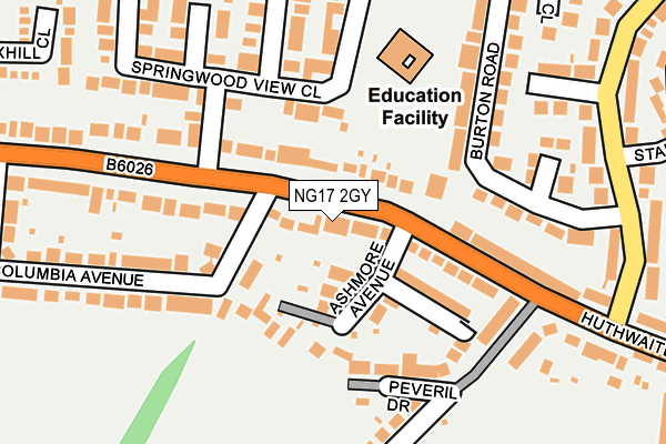 NG17 2GY map - OS OpenMap – Local (Ordnance Survey)