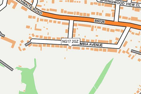 NG17 2GZ map - OS OpenMap – Local (Ordnance Survey)