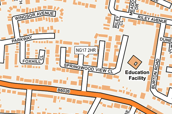 NG17 2HR map - OS OpenMap – Local (Ordnance Survey)