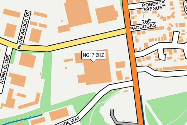 NG17 2HZ map - OS OpenMap – Local (Ordnance Survey)