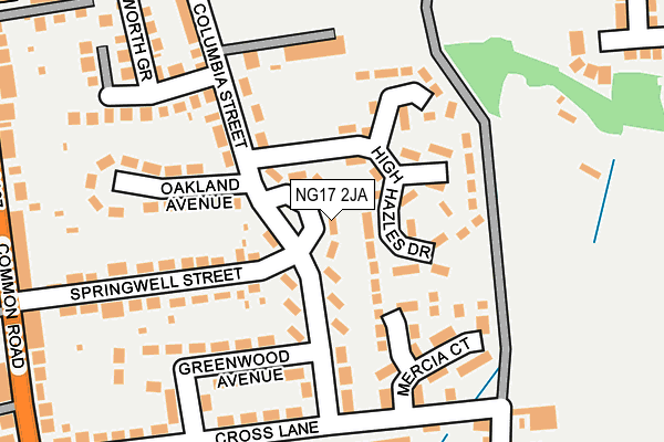 NG17 2JA map - OS OpenMap – Local (Ordnance Survey)