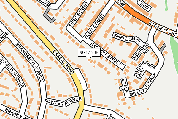 NG17 2JB map - OS OpenMap – Local (Ordnance Survey)