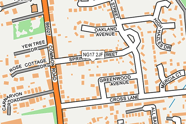 NG17 2JF map - OS OpenMap – Local (Ordnance Survey)