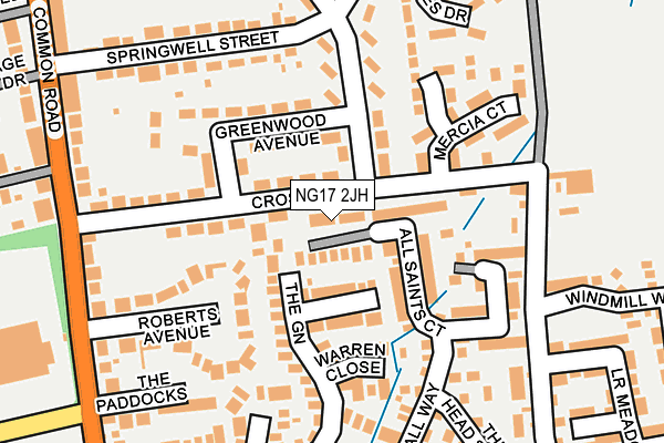 NG17 2JH map - OS OpenMap – Local (Ordnance Survey)