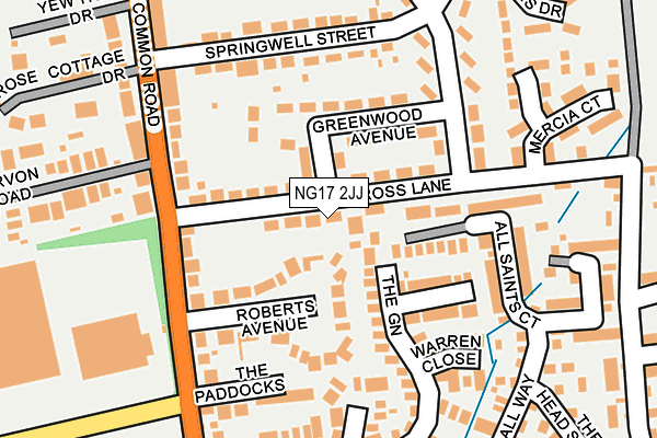 NG17 2JJ map - OS OpenMap – Local (Ordnance Survey)