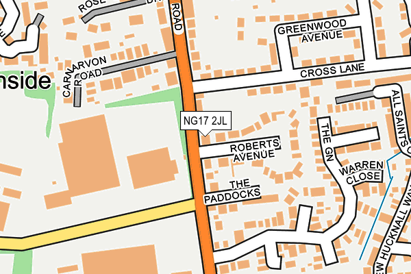 NG17 2JL map - OS OpenMap – Local (Ordnance Survey)