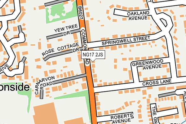 NG17 2JS map - OS OpenMap – Local (Ordnance Survey)