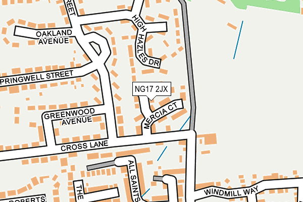 NG17 2JX map - OS OpenMap – Local (Ordnance Survey)