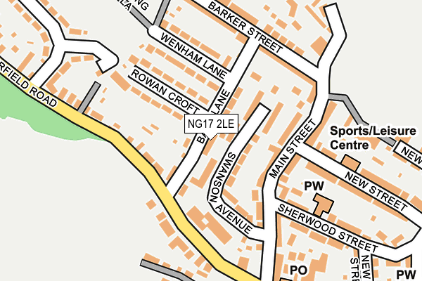 NG17 2LE map - OS OpenMap – Local (Ordnance Survey)