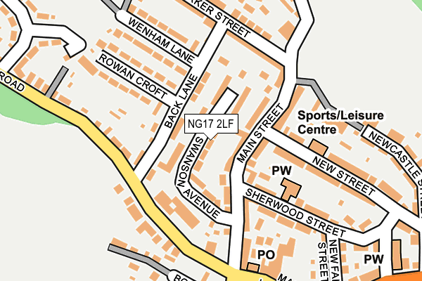 NG17 2LF map - OS OpenMap – Local (Ordnance Survey)