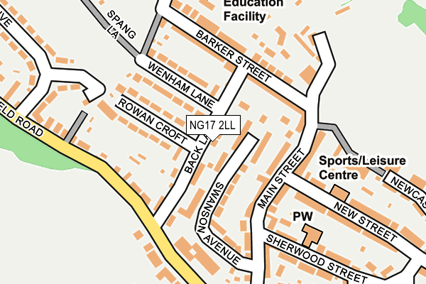 NG17 2LL map - OS OpenMap – Local (Ordnance Survey)