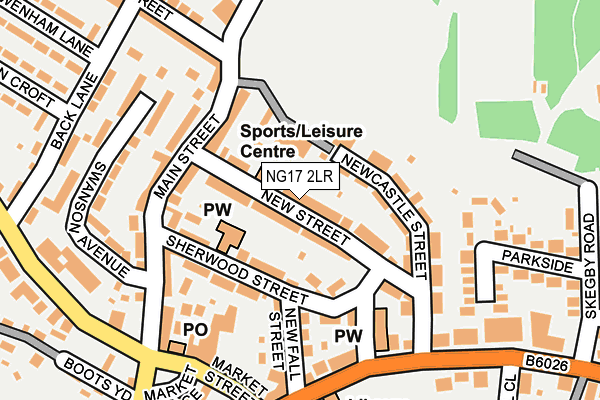 NG17 2LR map - OS OpenMap – Local (Ordnance Survey)