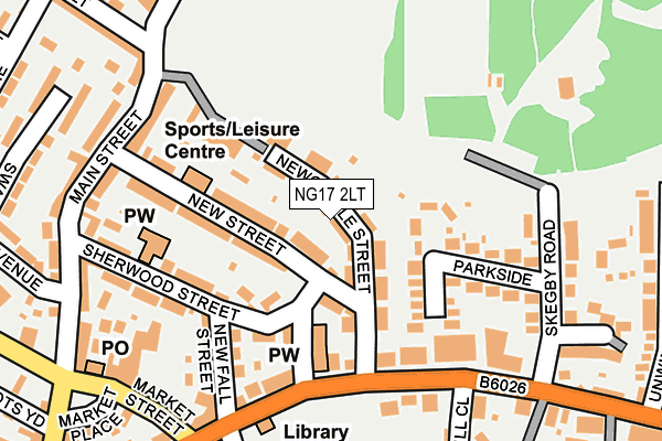 NG17 2LT map - OS OpenMap – Local (Ordnance Survey)