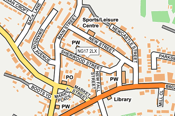 NG17 2LX map - OS OpenMap – Local (Ordnance Survey)