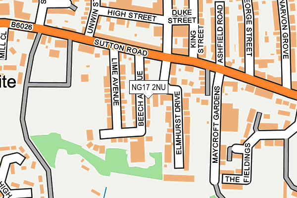 NG17 2NU map - OS OpenMap – Local (Ordnance Survey)