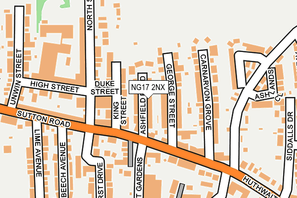 NG17 2NX map - OS OpenMap – Local (Ordnance Survey)