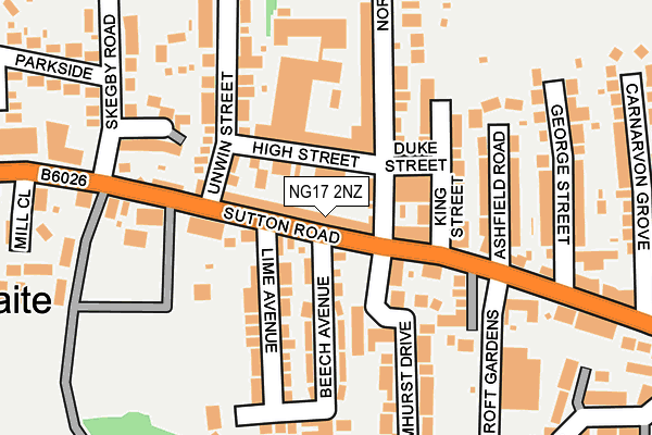 NG17 2NZ map - OS OpenMap – Local (Ordnance Survey)