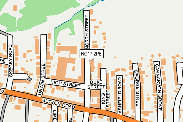 NG17 2PE map - OS OpenMap – Local (Ordnance Survey)