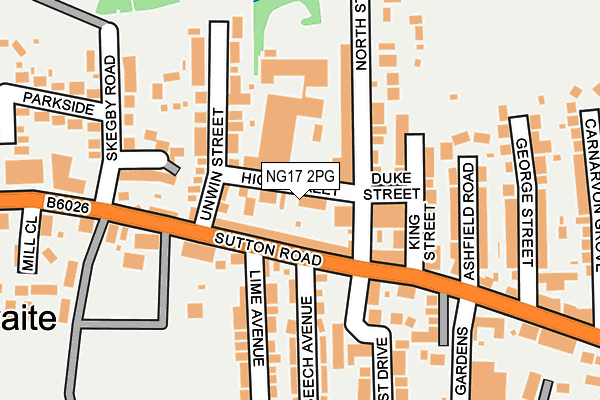 NG17 2PG map - OS OpenMap – Local (Ordnance Survey)