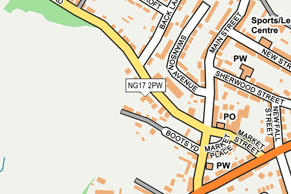 NG17 2PW map - OS OpenMap – Local (Ordnance Survey)