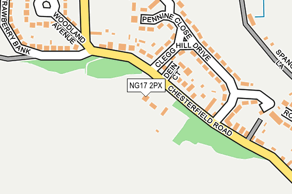 NG17 2PX map - OS OpenMap – Local (Ordnance Survey)