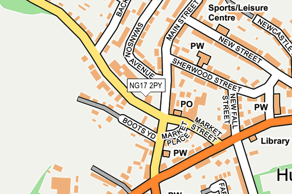 NG17 2PY map - OS OpenMap – Local (Ordnance Survey)
