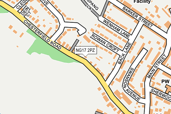 NG17 2PZ map - OS OpenMap – Local (Ordnance Survey)