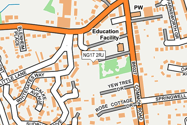NG17 2RJ map - OS OpenMap – Local (Ordnance Survey)