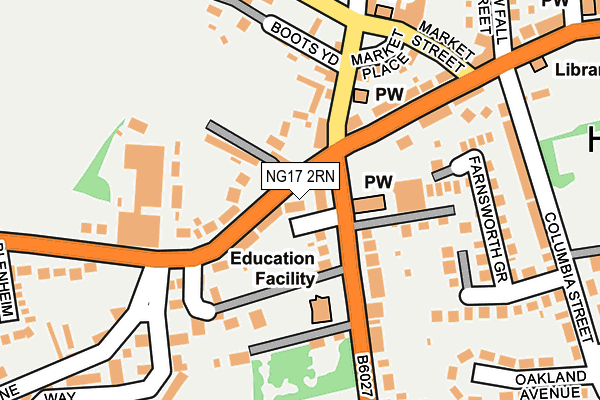 NG17 2RN map - OS OpenMap – Local (Ordnance Survey)