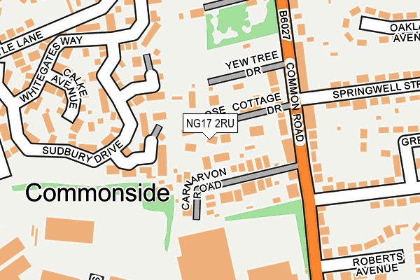 NG17 2RU map - OS OpenMap – Local (Ordnance Survey)