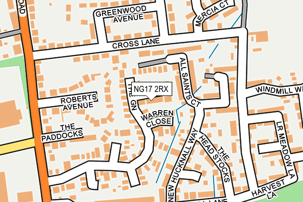 NG17 2RX map - OS OpenMap – Local (Ordnance Survey)