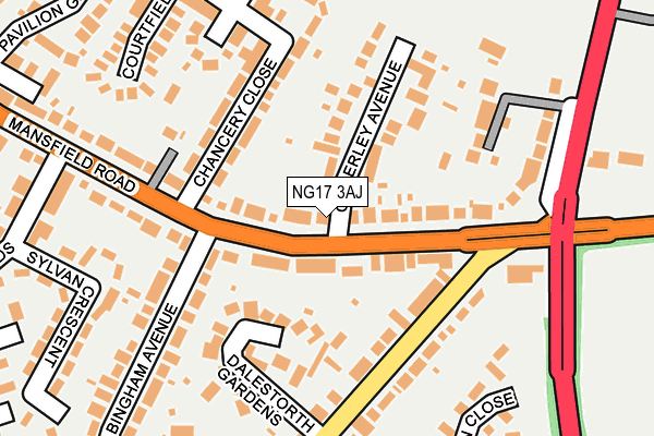 NG17 3AJ map - OS OpenMap – Local (Ordnance Survey)