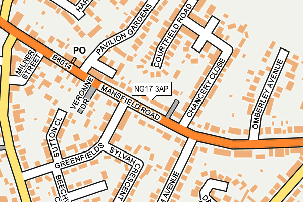 NG17 3AP map - OS OpenMap – Local (Ordnance Survey)
