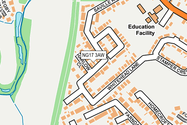 NG17 3AW map - OS OpenMap – Local (Ordnance Survey)