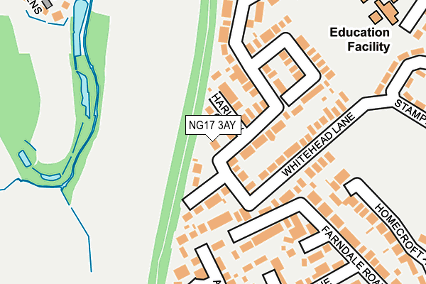 NG17 3AY map - OS OpenMap – Local (Ordnance Survey)