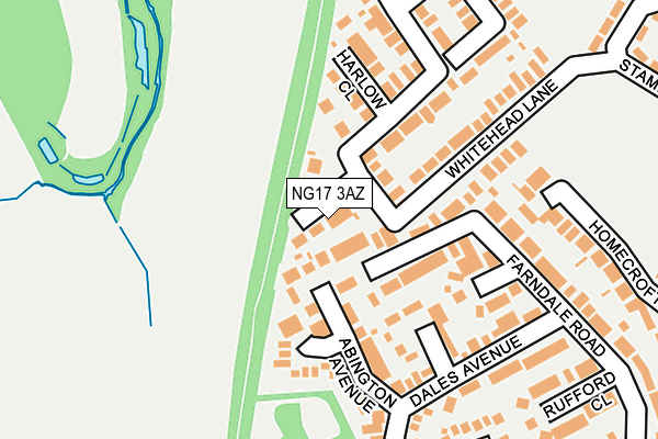 NG17 3AZ map - OS OpenMap – Local (Ordnance Survey)