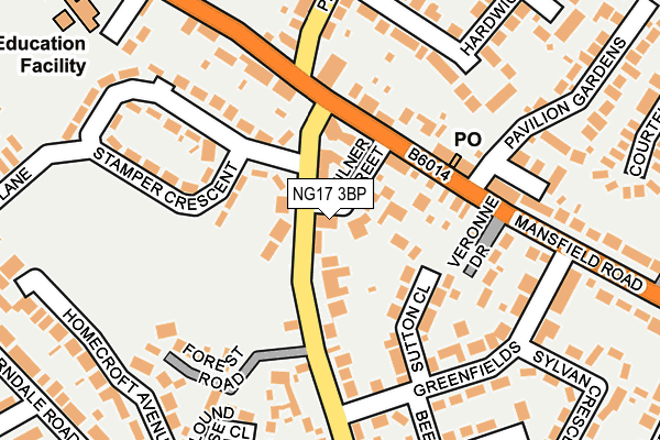 NG17 3BP map - OS OpenMap – Local (Ordnance Survey)