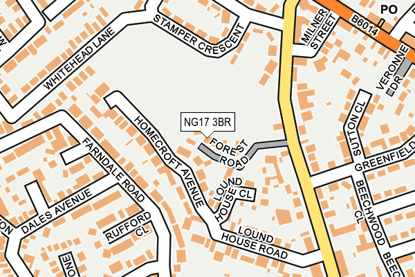 NG17 3BR map - OS OpenMap – Local (Ordnance Survey)