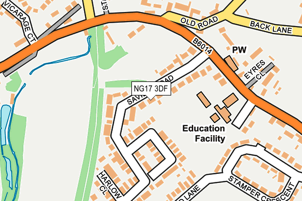 NG17 3DF map - OS OpenMap – Local (Ordnance Survey)