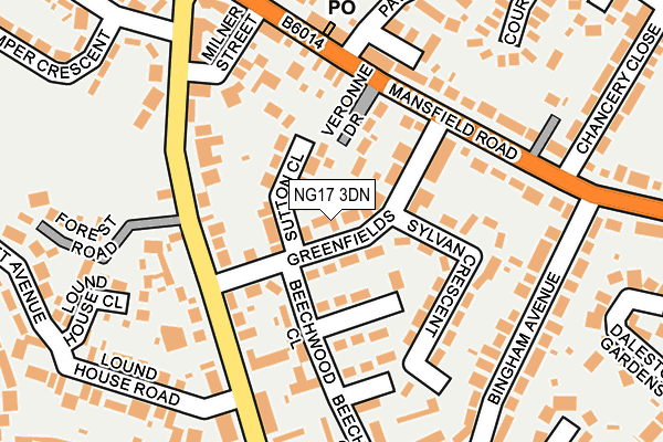 NG17 3DN map - OS OpenMap – Local (Ordnance Survey)
