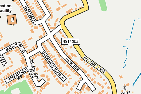 NG17 3DZ map - OS OpenMap – Local (Ordnance Survey)