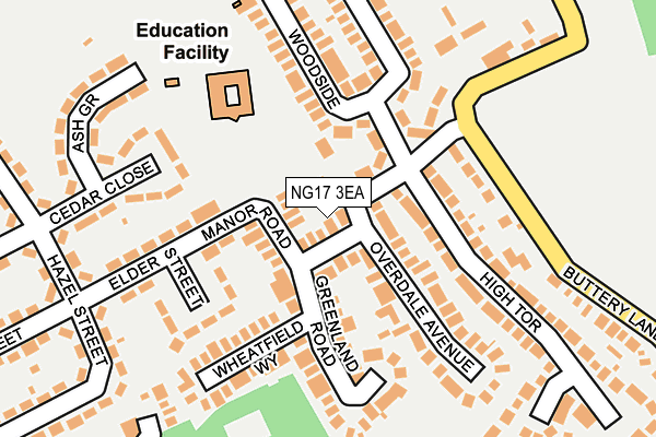 NG17 3EA map - OS OpenMap – Local (Ordnance Survey)