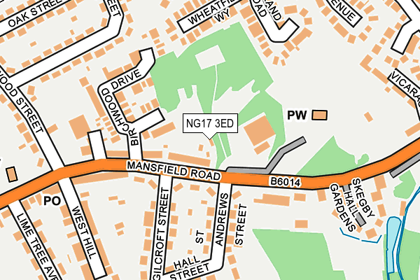 NG17 3ED map - OS OpenMap – Local (Ordnance Survey)