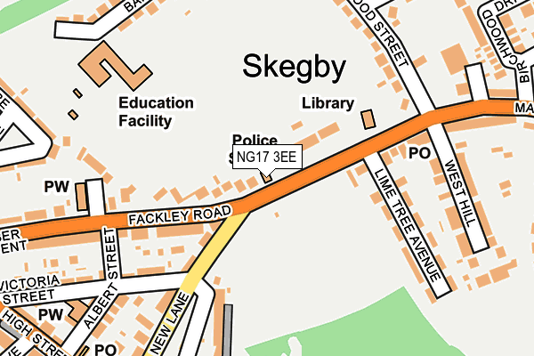 NG17 3EE map - OS OpenMap – Local (Ordnance Survey)