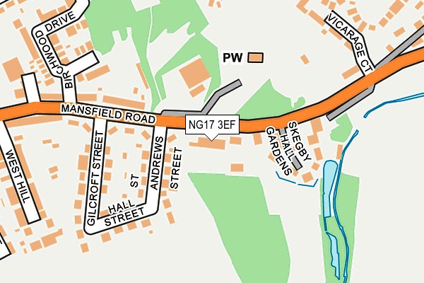 NG17 3EF map - OS OpenMap – Local (Ordnance Survey)