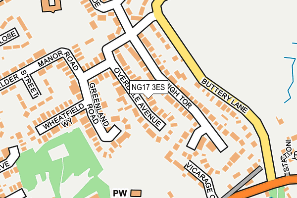 NG17 3ES map - OS OpenMap – Local (Ordnance Survey)