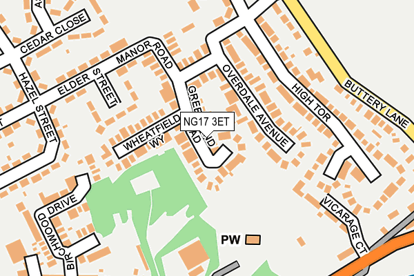 NG17 3ET map - OS OpenMap – Local (Ordnance Survey)