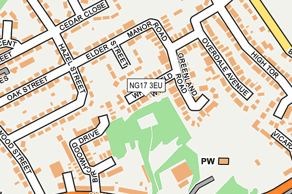 NG17 3EU map - OS OpenMap – Local (Ordnance Survey)